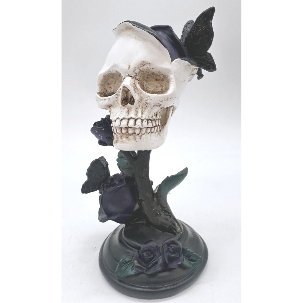 Ashland Halloween Skull Tabletop Decor Purple Rose Butterfly Gothic Resin Statue